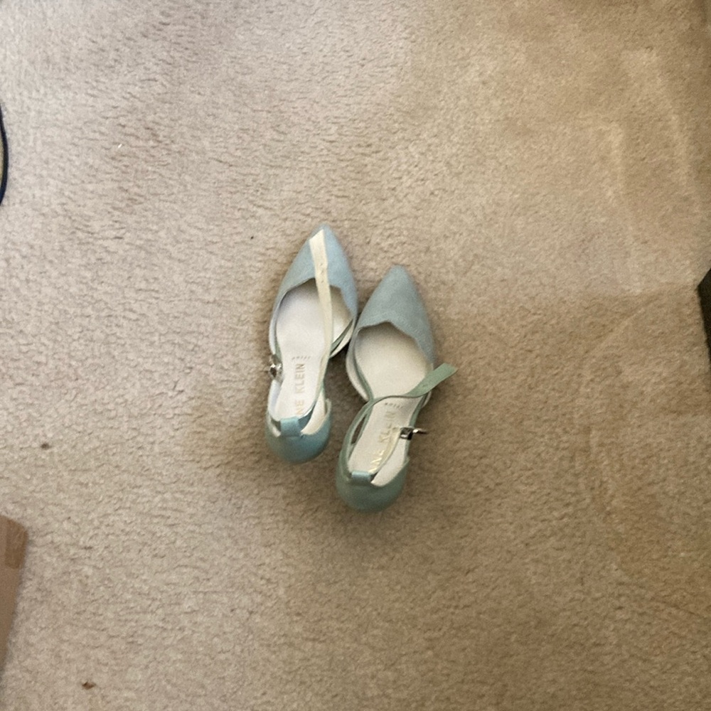 Mint Green Anne Klein Paten Leather and suede material.